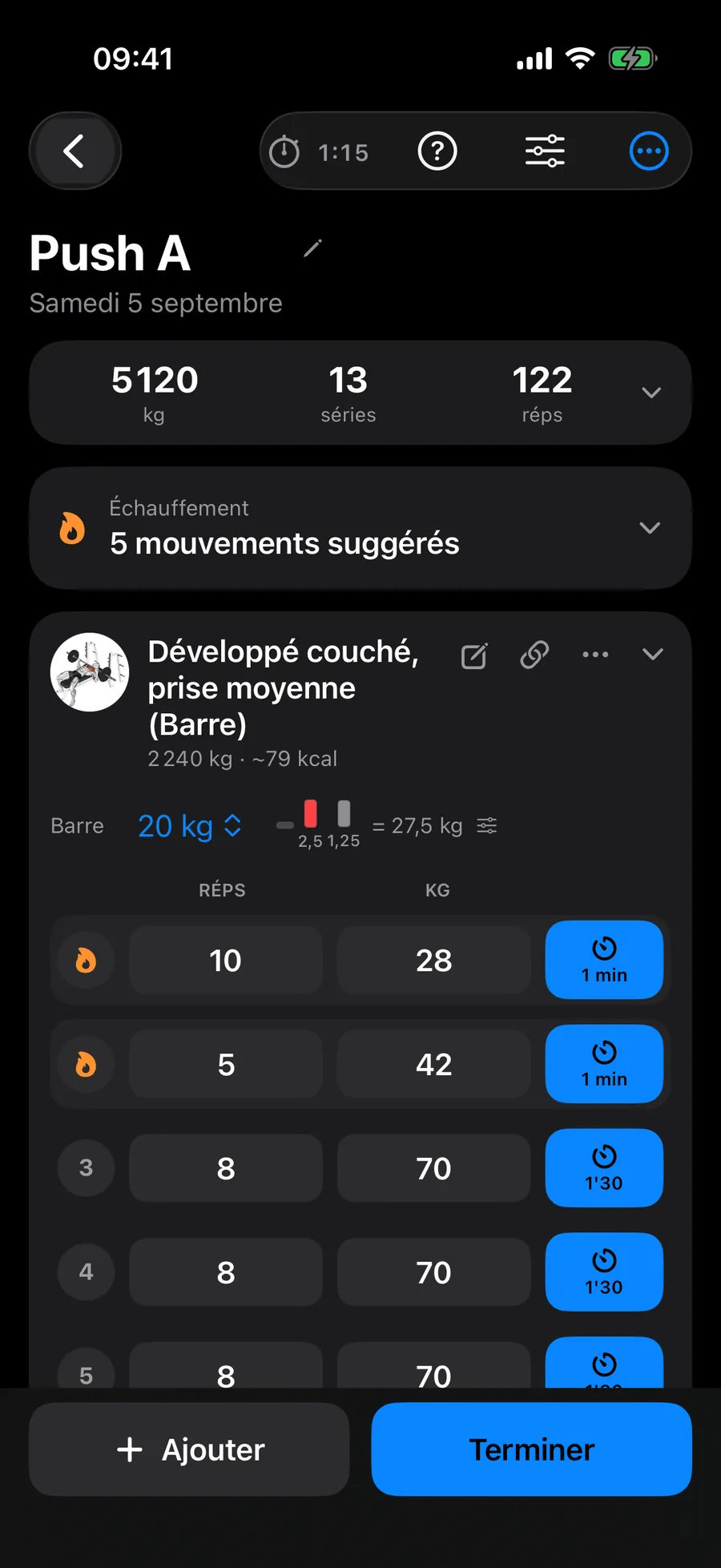 Workout logging in STARK