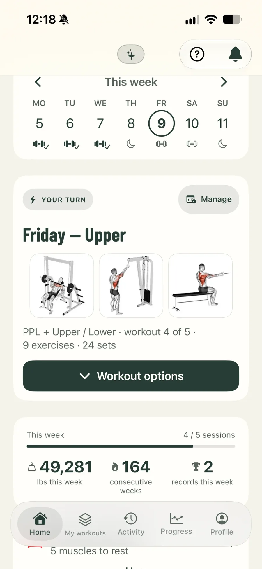 STARK weekly overview and next workout